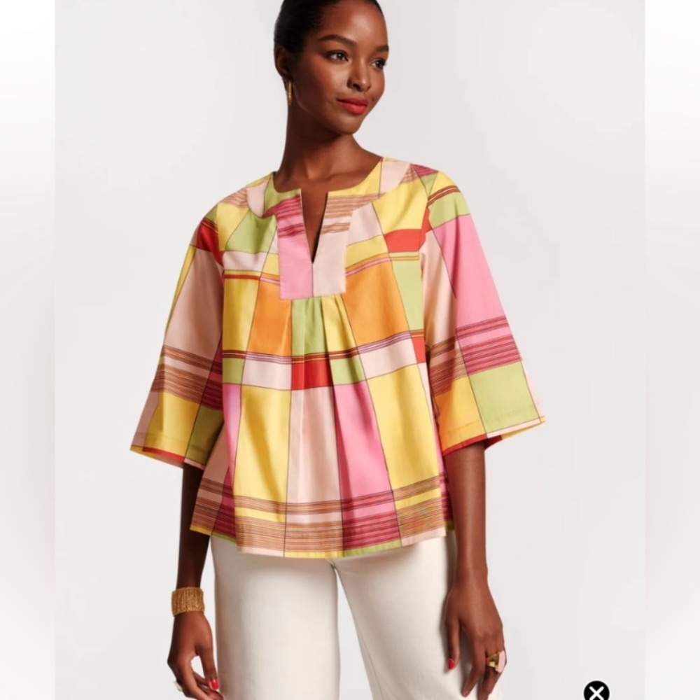 Frances Valentine Easy Top Colorblock Plaid - Size L